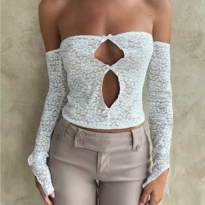 COPY - Tigermist NOLA white lace crop top